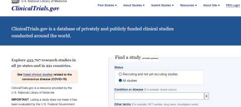 انواع پایگاه داده های کلینیکال: clinicaltrials