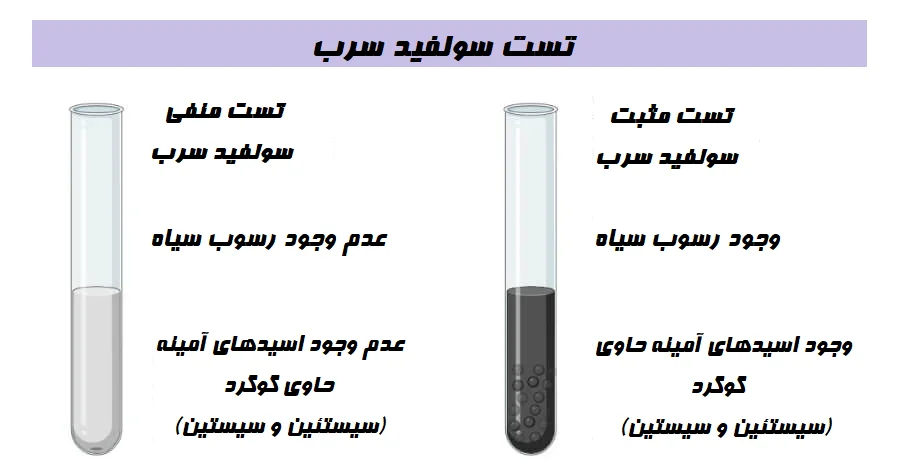 نتیجه و تفسیر تست سولفید سرب